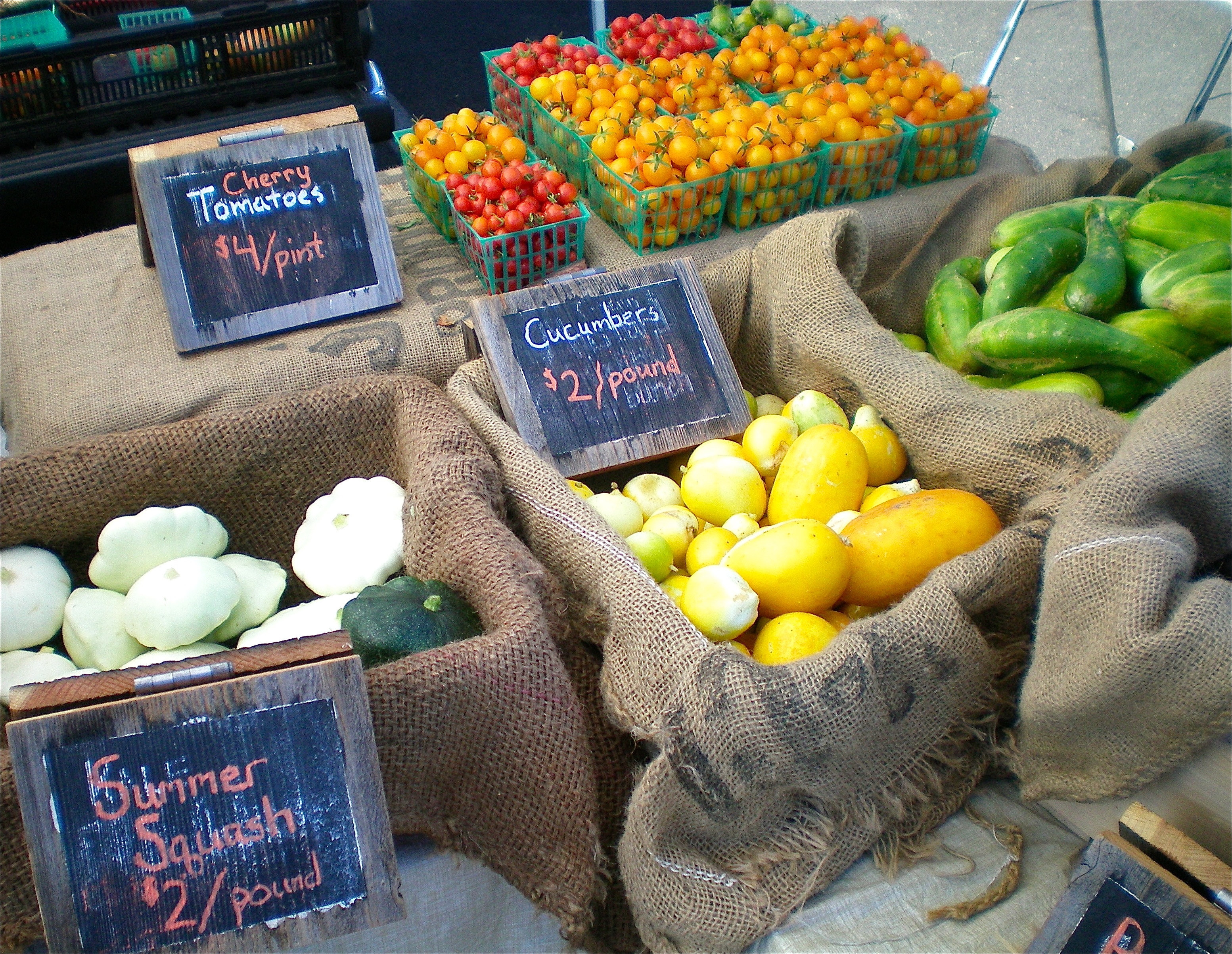 Late summer crops at the farmers' market