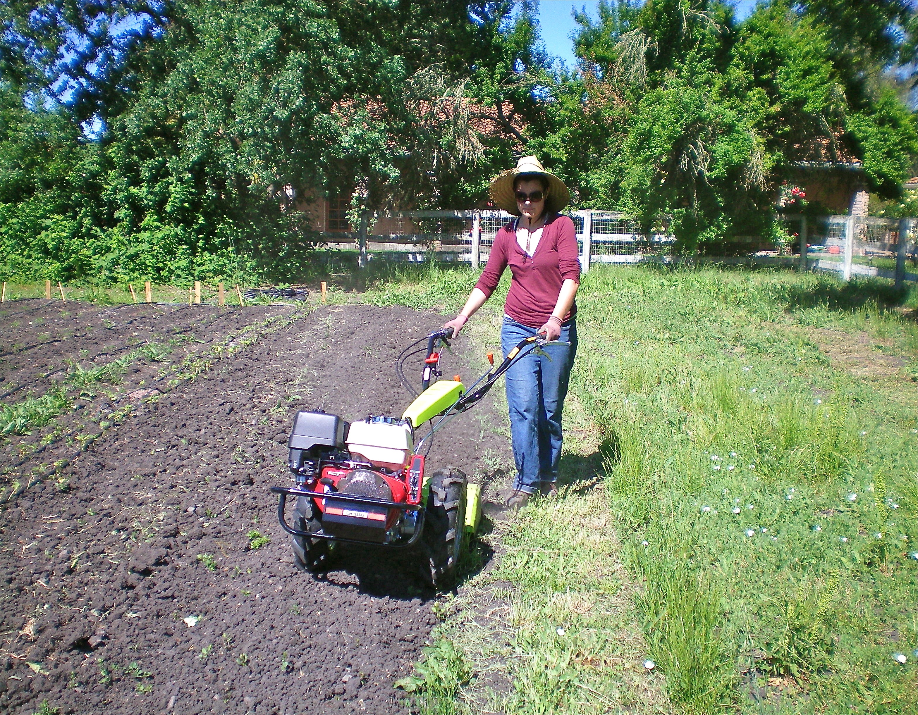 Doing farm work including the heavy lifting