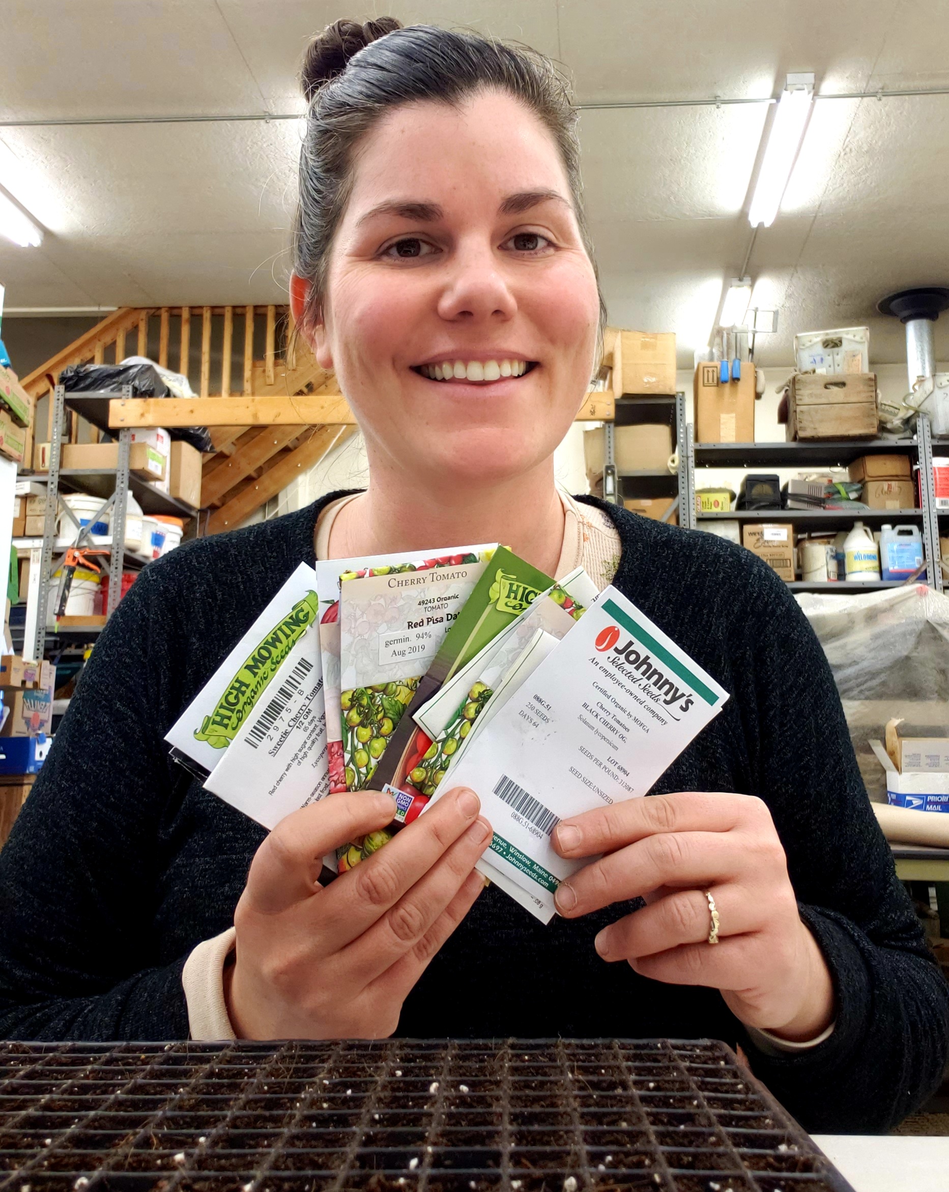 Andrea with tomato seeds